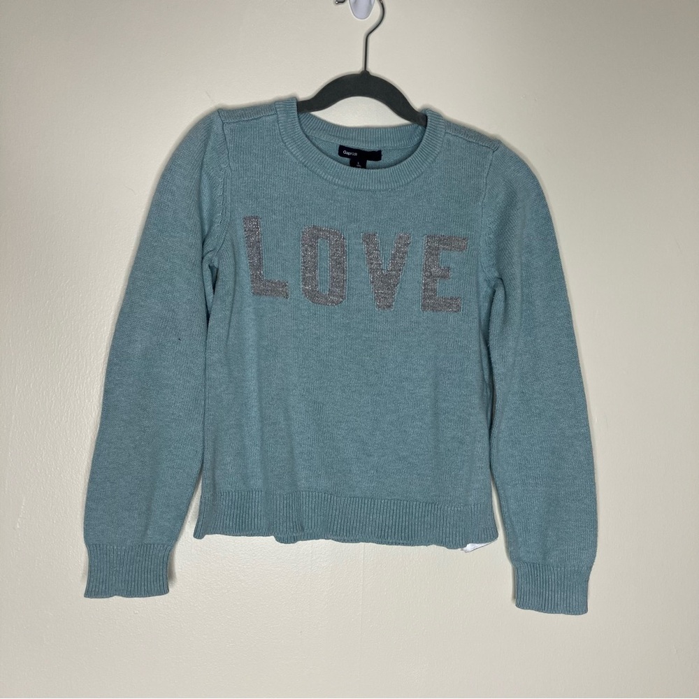 Gap Kids girls light blue LOVE sweater L 10